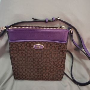 Coach brown and purple cross body bag